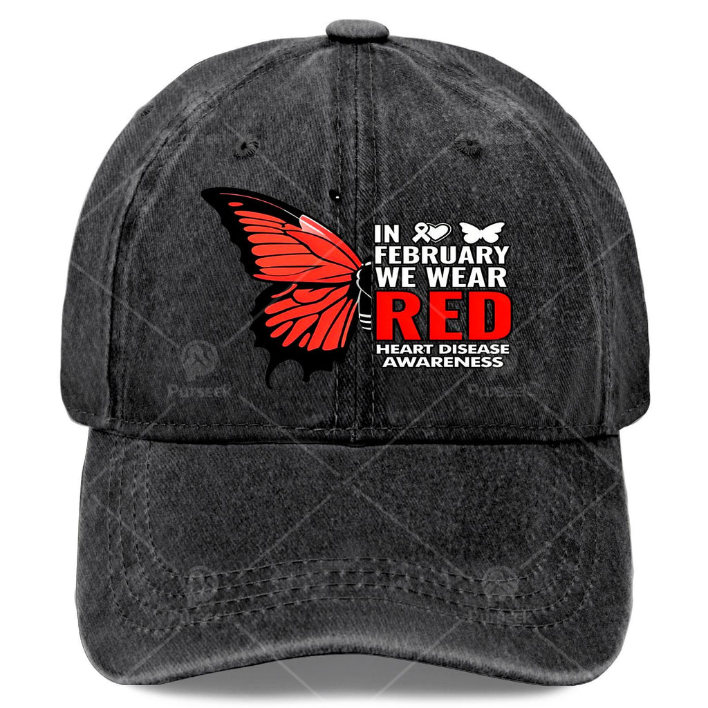 Men' & Women' Red Butterfly Heart Baseball Shirt - Unisex Pullover with Awareness Design, Machine Washable Sportswear Suitable for Casual Wear, Themed Events, and Everyday Outfits