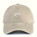Women'S Heart-Shaped Embroidered Vintage Washed Baseball Cap, Adjustable Size, Suitable for Urban Vacation Wear