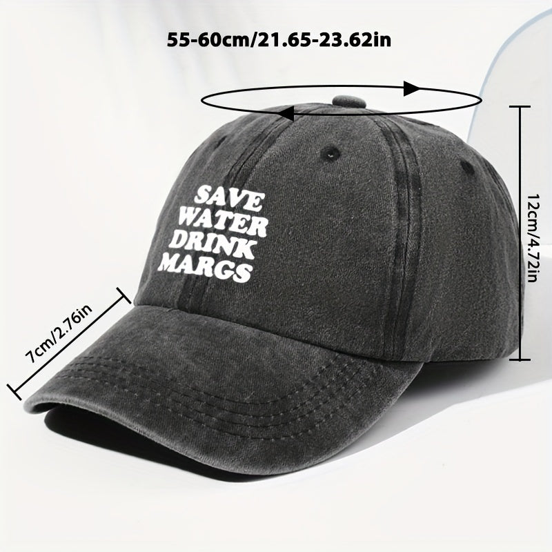 Men' & Women' Vintage Washed Baseball Cap with Slogan Lettering - Adjustable Trucker Hat Suitable for All Seasons, Outdoor, Casual Wear, Retro Washed Style, Unisex for Daily Use,, and Driving Cap