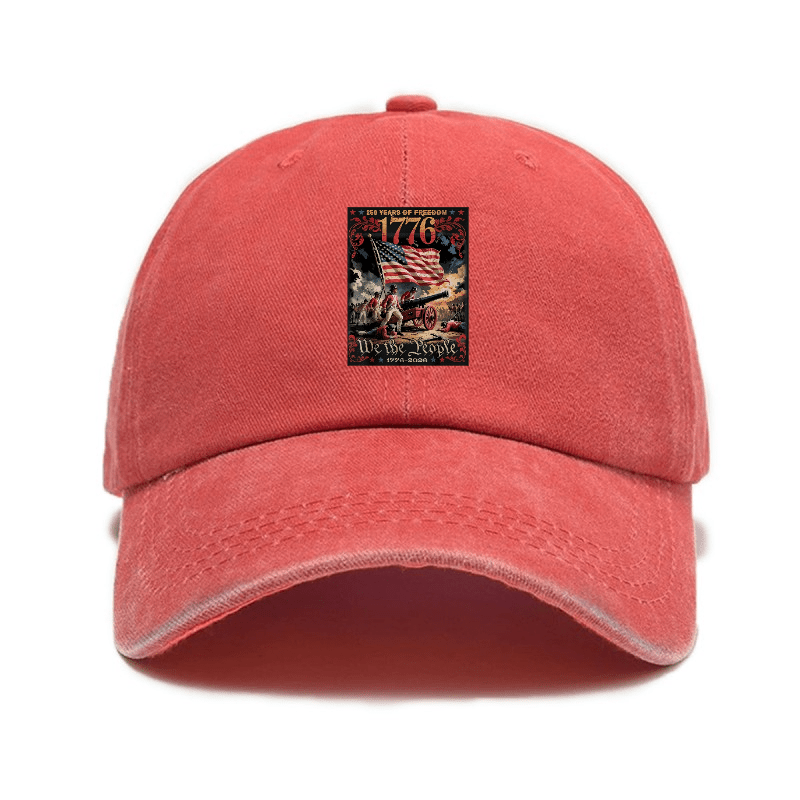 1776 American Elements Print Baseball Cap | Fashionable, Unisex, Casual Outdoor, Adjustable Buckle Closure, Hand Washable