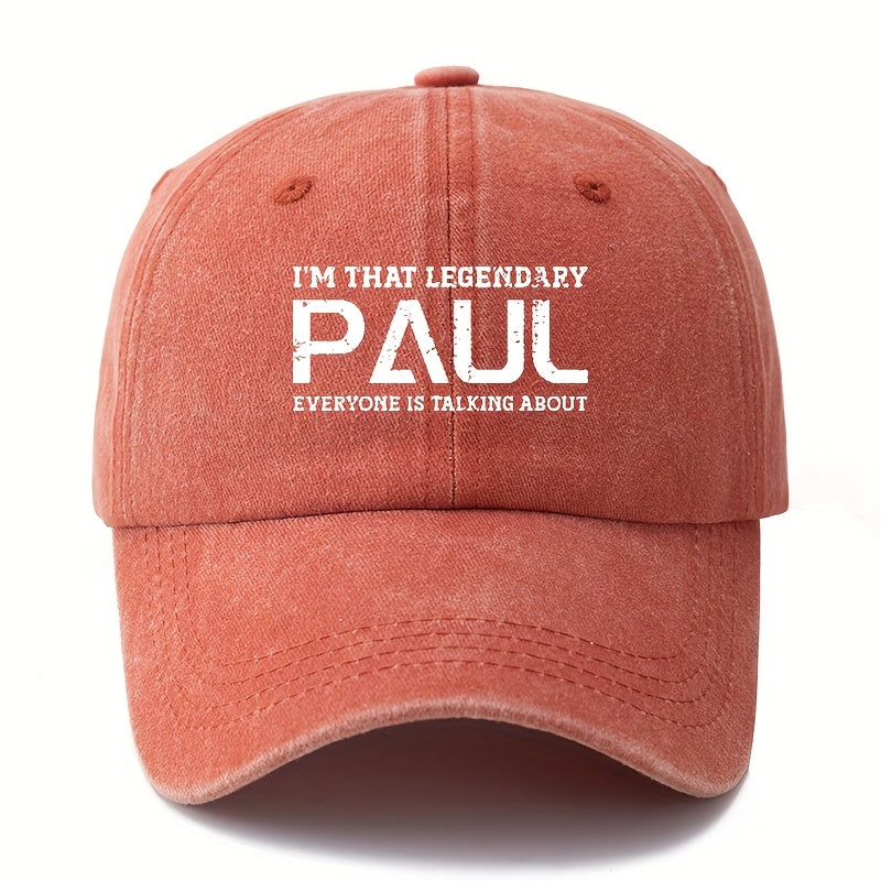 LEGENDARY PAUL" Baseball Cap - Men's Classic  Washed Hat, Outdoor Fishing Trucker Cap