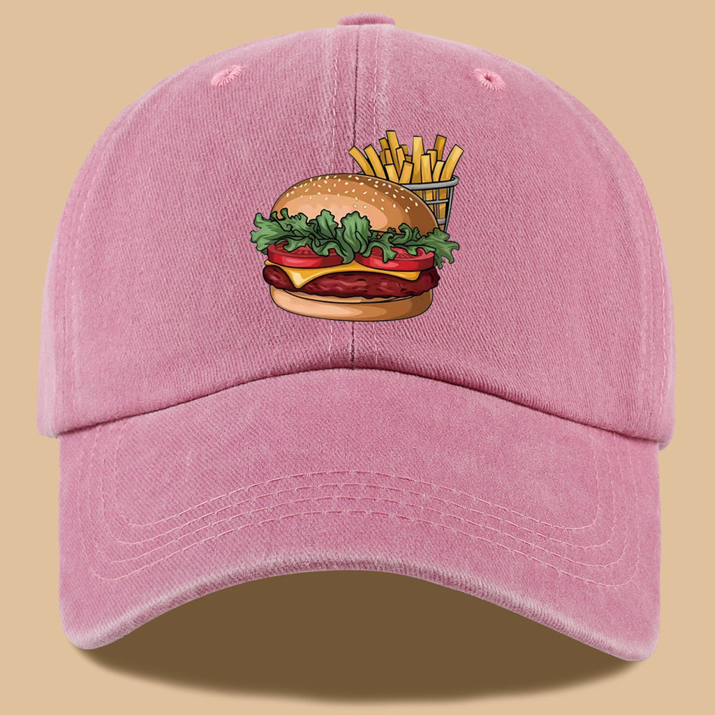 1pc Cartoon Style Food Illustration Fun Printed Full Hamburger Baseball Cap Lightweight Comfortable Breathable Sun Hat Fashion Easy Beautiful Men And Women Baseball Cap Adjustable Size Truck Driver Dad Hat Mom Beach Vacation Hat Suitable for Outdoor