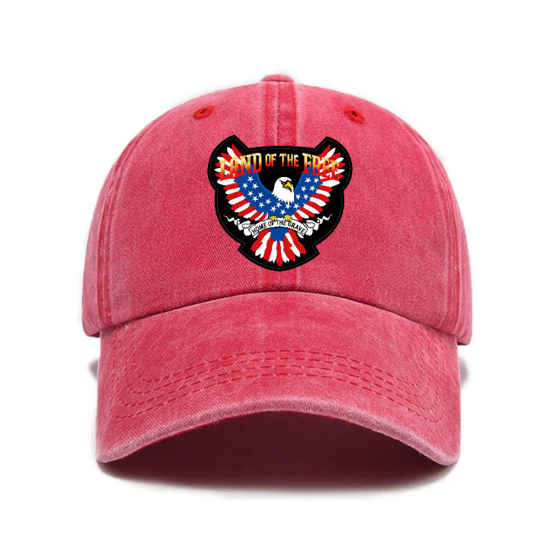 Fashion 1pc American Land of Liberty Printed Washed Distressed Style Baseball Cap Unisex Outdoor Casual Hat