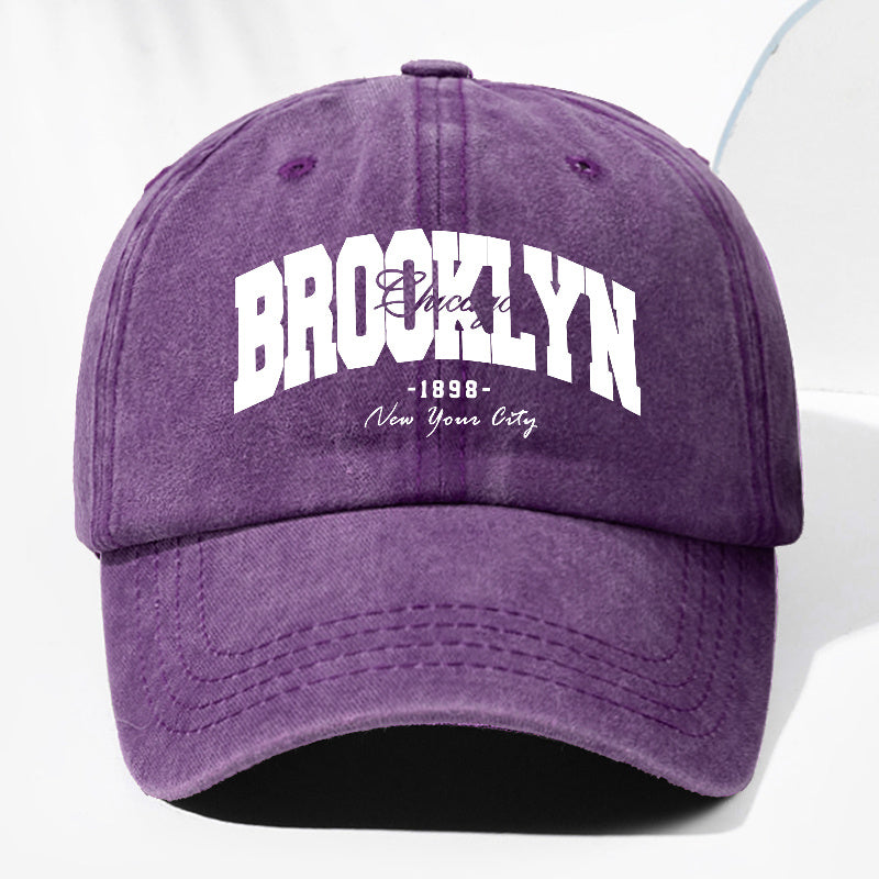 Unisex BROOKLYN1898 Letter Print Washed Vintage Baseball Cap Fashion Men Women Sun Hat Adjustable Size Trucker Cap Suitable for All Seasons Daily Wear