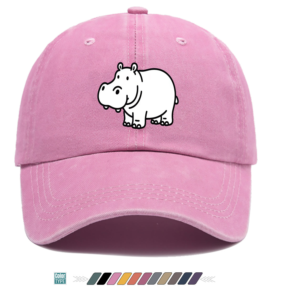 1pc Cartoon Hippopotamus Black And White Line Print Baseball Cap, Comfortable Breathable Duckbill Hat, Fashionable Cute Easy Unisex Adjustable Casual Daily Outing Hat, Vacation Hat, Bestie Couple Matching Hat, Suitable for Shopping, Picnic, Walking