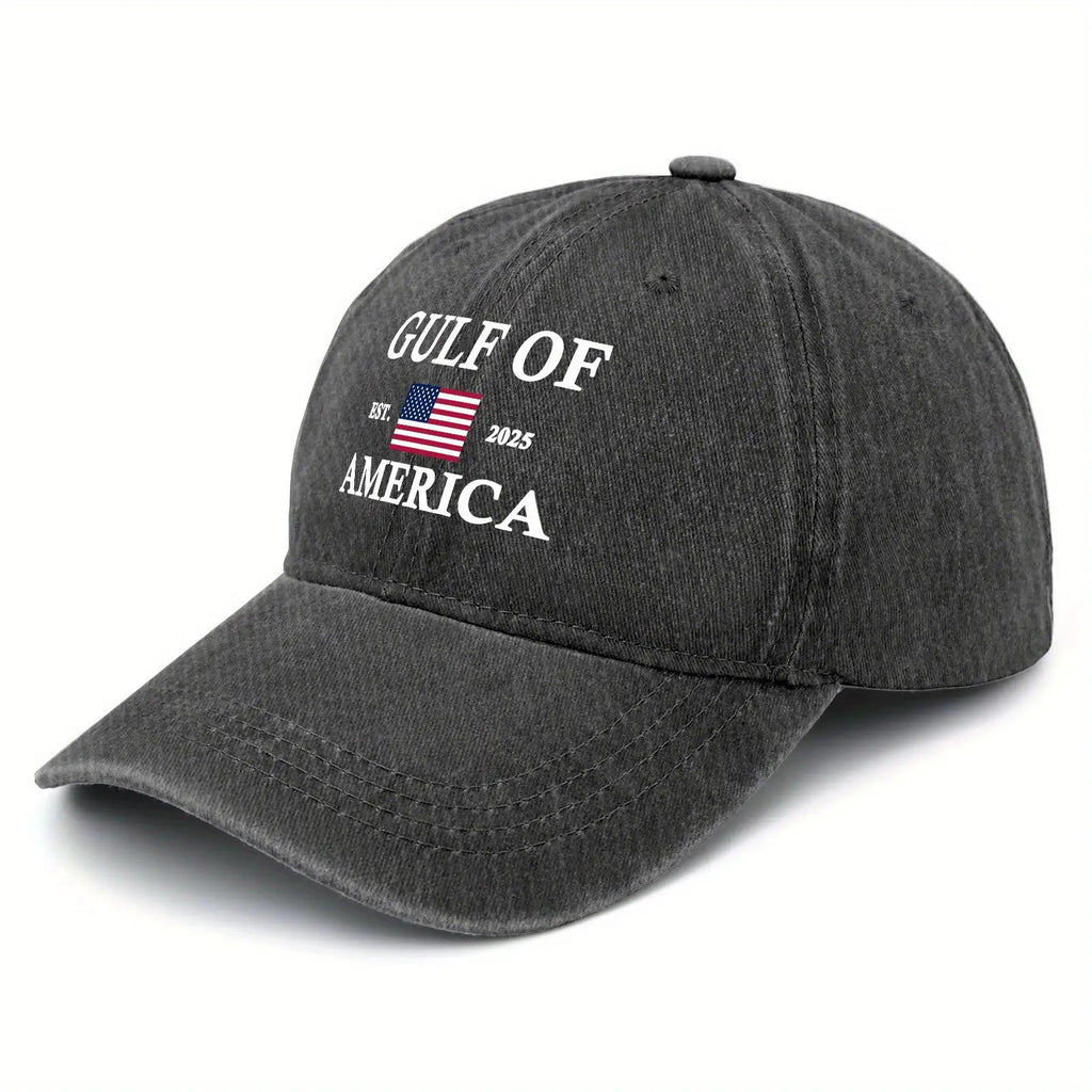 Men's Vintage Washed Baseball Cap with "Bay Area Established 2025" & American Flag Design - Adjustable Dad Hat, Buckle Closure, Machine Washable Suitable for Bay Area Pride, Casual Wear, Themed Events, Retro Headwear