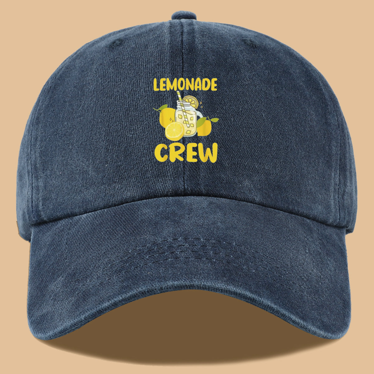 1pc Lemon-Themed "LEMONADE CREW" Printed Baseball Cap, Fresh Summer Style Sun Hat, Fashionable And Fun Design, Unisex Duckbill Cap, Adjustable Size, Casual Outing Sun Hat, Bestie Gathering Bestie Hat, Couple Date Couple Hat, Suitable for Picnics