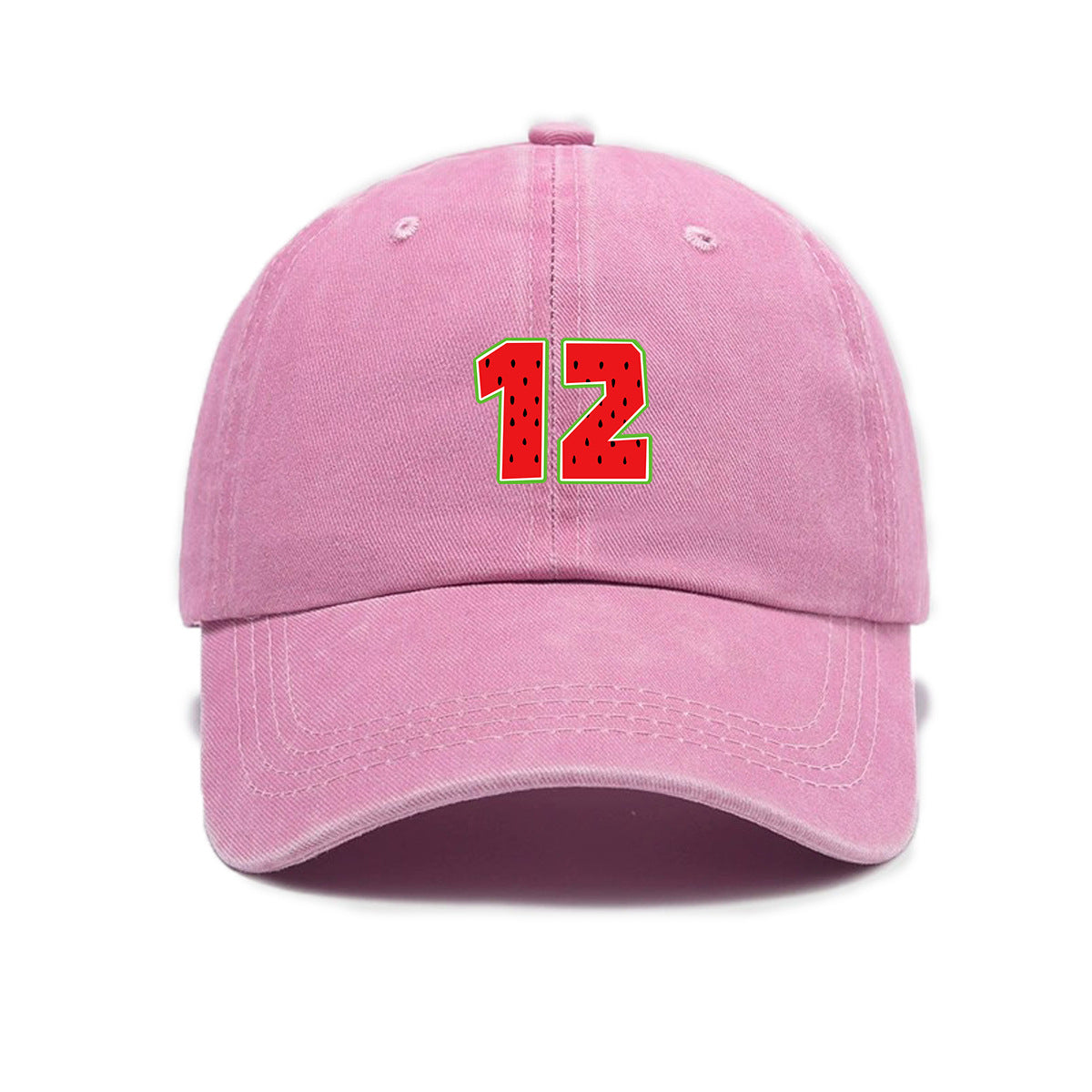 1 Washed Distressed Printed Baseball Cap for Adults, Simple Number 12 Print, Washed Distressed Soft Top Sun Baseball Cap, Unisex Versatile Baseball Cap