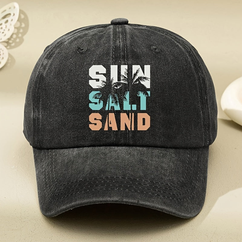 Newly Designed Washed Baseball Cap for Women Featuring a Vintage Coconut Tree Print, Perfect for Outdoor Events, Parties, And Hip Hop Style