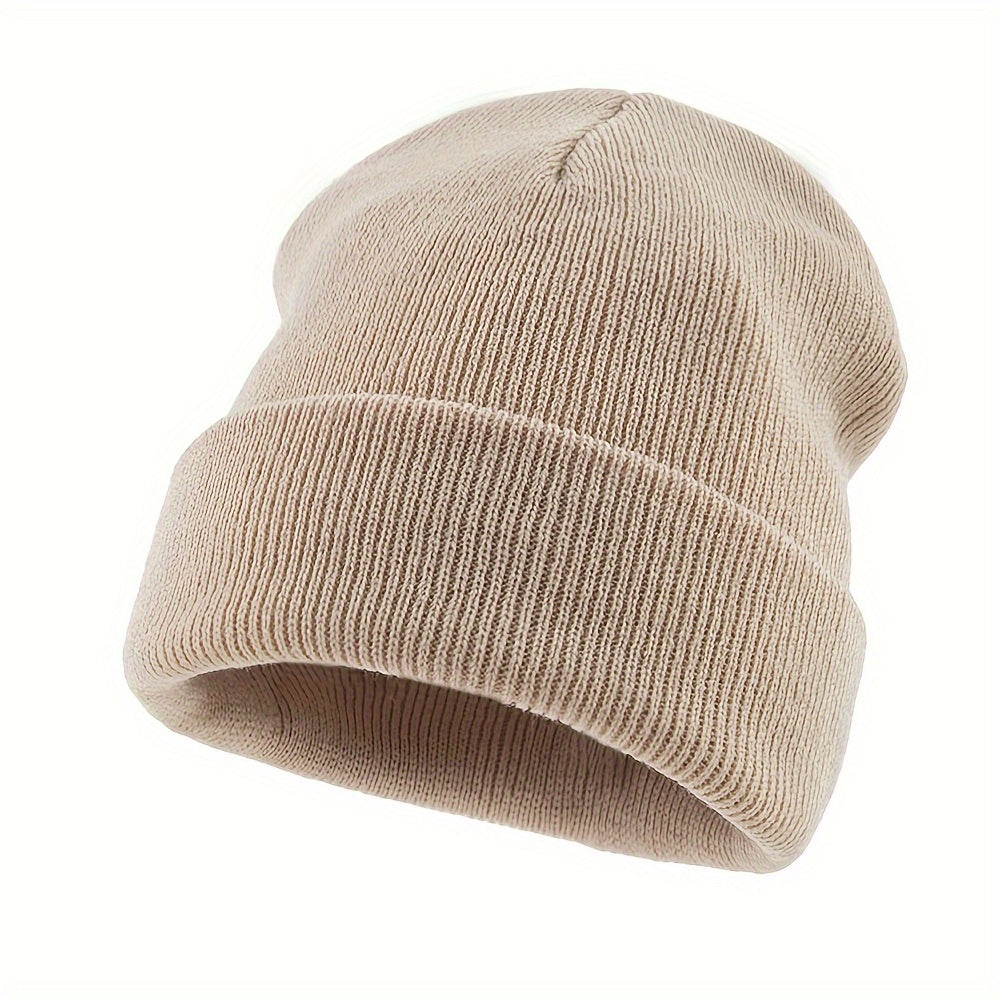 Outdoor Knit Hat Men'S Solid Color Winter Warm Elastic Large Premium Knit Hat Men Women Warm Cold-Proof Cap Easy