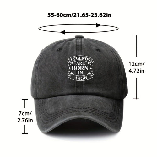 1956s Are Born Vintage Retro Baseball Cap - Unisex Adjustable Pull-String Hat with 1956 Print, Machine Washable Sun Suitable for Outdoor Sports, Casual Wear & Nostalgic Gift for Men and Women