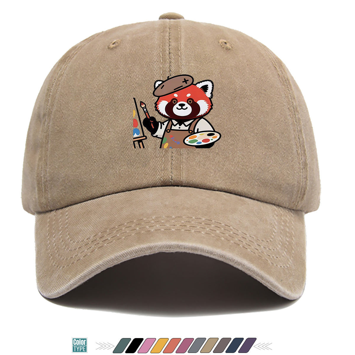1pc Little Panda Painter Cap - Cute Panda & Brush Print Baseball Hat, Adjustable Duckbill Suitable for Outdoor Sketching, Museum Visits, Travel - Unisex for Men & Women, Creative Gift for Artists,, Birthday Present