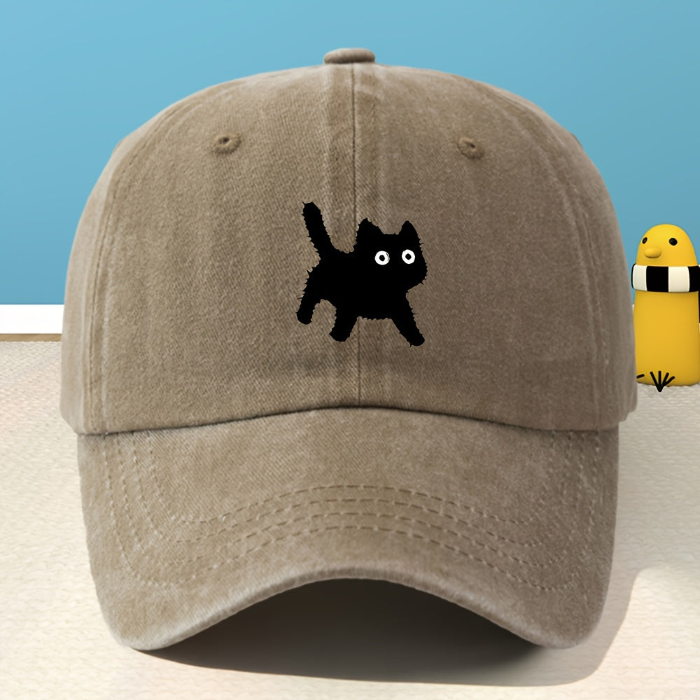 A Unisex Printed Baseball Cap, Unisex Classic Washed Distressed Retro Duck Tongue Hat, Outdoor Leisure Sports Shopping Vacation Hat, Personalized Street Rock Rap Hip-Hop Hat, Soft And Comfortable, Sweat-Absorbent, Adjustable Hat