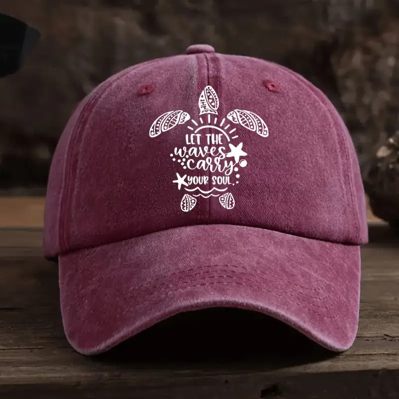 Marine-Themed Cap, 'Allow The Waves to Guide You' - Stylish And Adjustable, Inspired by Sea Turtles And Ocean Motifs, Perfect for Outdoor Activities, Fishing, And Everyday Use, Fishing Headgear