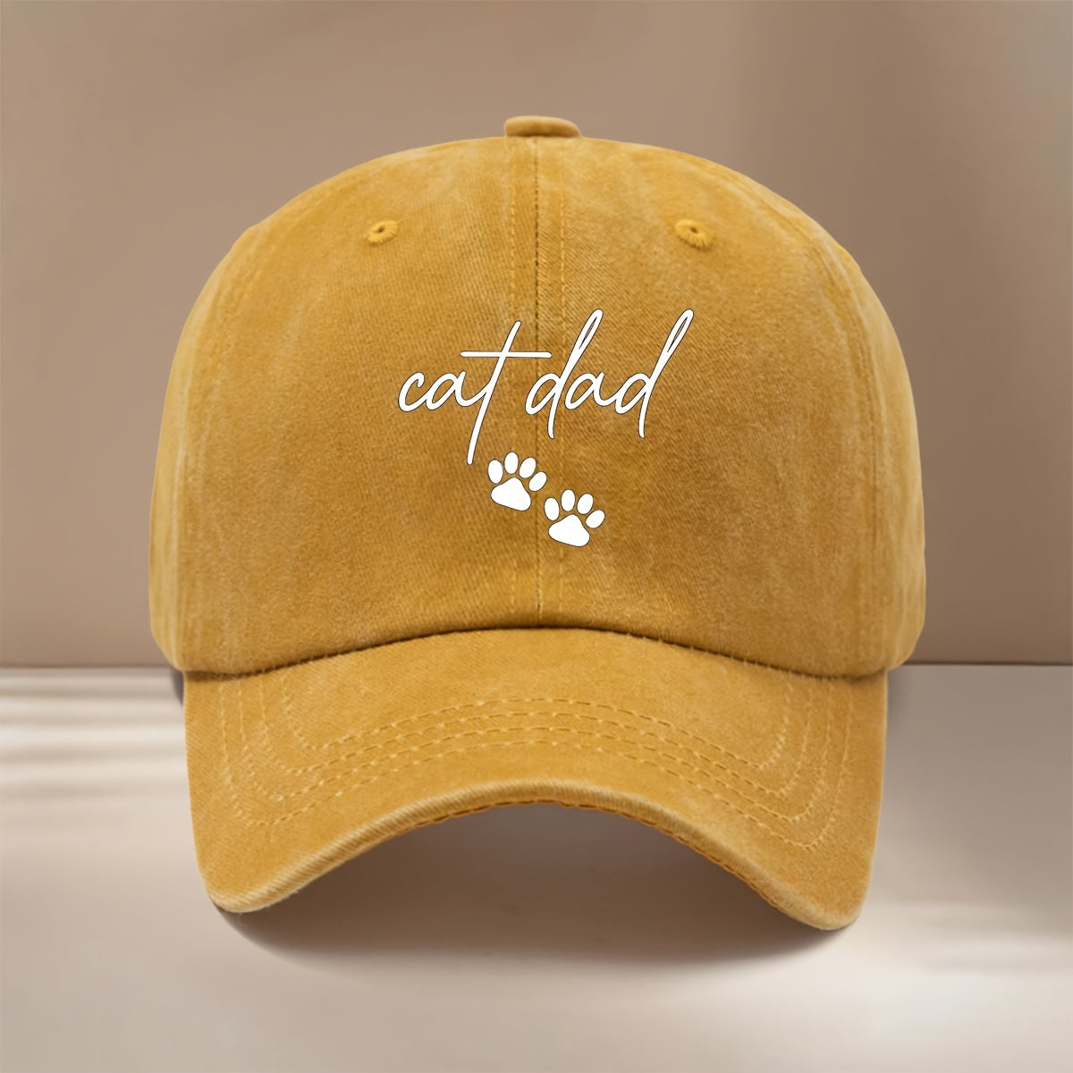 Cat Dad Two Paw Print Pattern Baseball Cap with Textured Feel, Adjustable Size, Hip-Hop Hat, Unisex Trucker Hat for Vacation, Travel, Dinner Parties, Camping, Comfortable and Lightweight Snapback Cap, Simple and  Curved Brim Hat