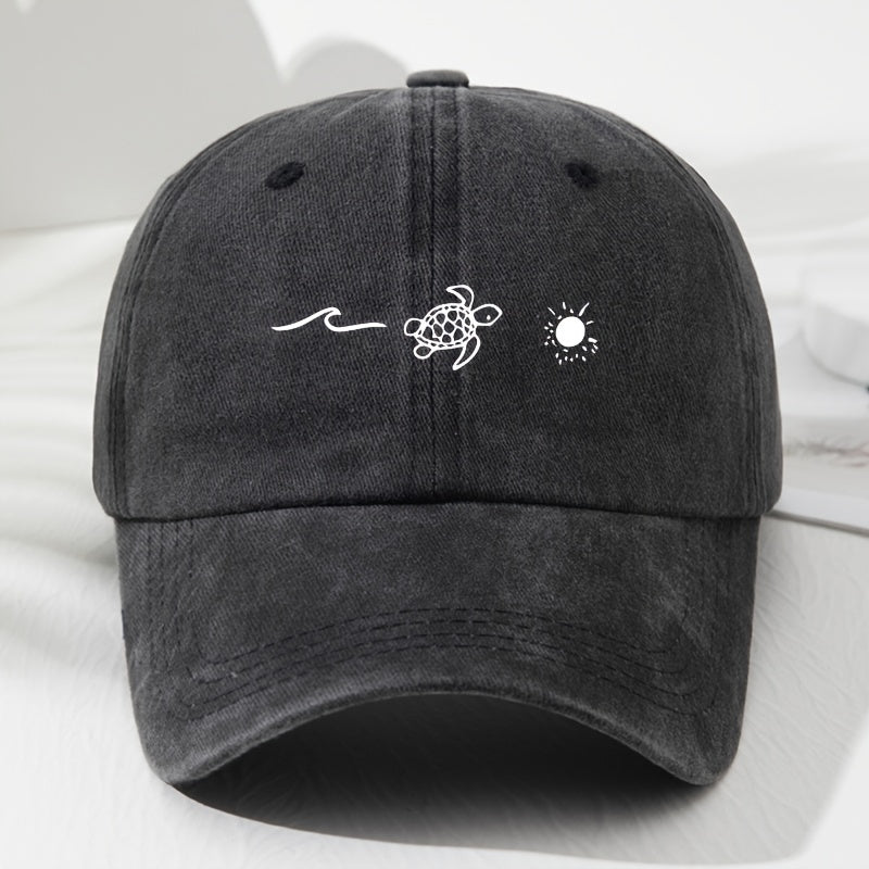 New Summer Trendy Unisex Sun Hats Featuring Wave And Turtle Prints, Designed for Sun Protection, Breathable Comfort, And Adjustable for Outdoor Sports And Leisure Activities