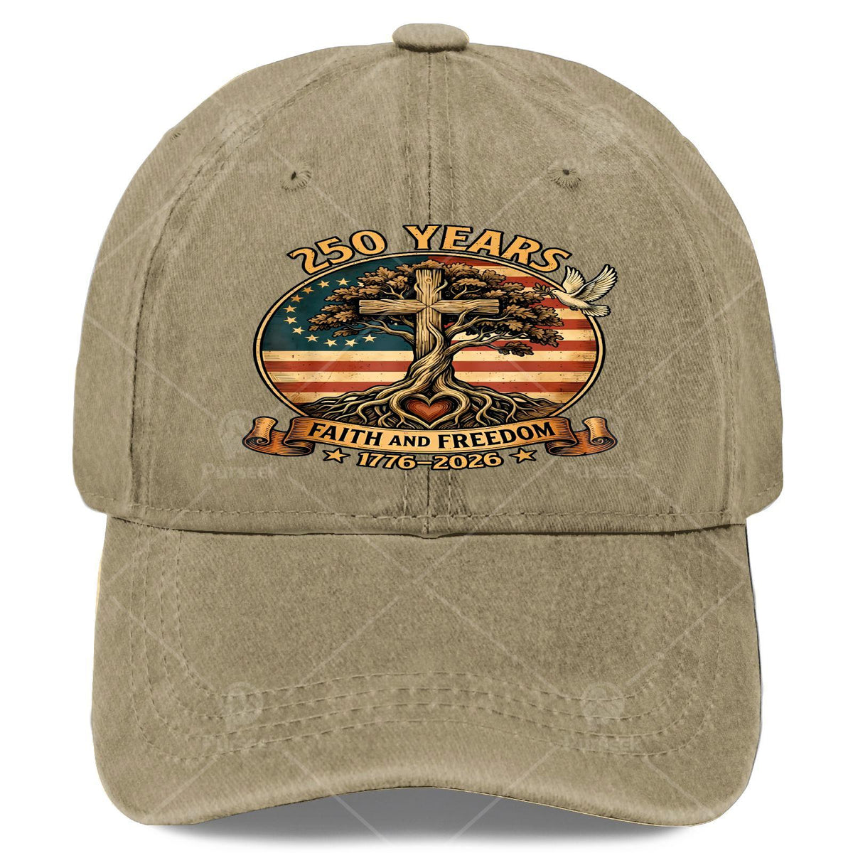 250 Years of Faith & Freedom - Christian America Baseball Cap - 250th Anniversary Commemorative - Adjustable Pull-String Cap - Suitable for Church Events, Historical Gifts & Religious