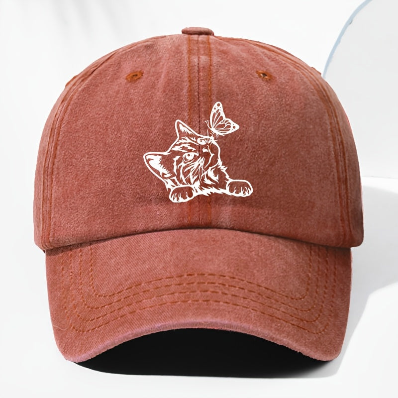 Unisex Animal Print Washed Vintage Baseball Cap, Fashionable Sun Outdoor Hat for Men and Women, Adjustable Trucker Hat Suitable for All Seasons and Daily Wear