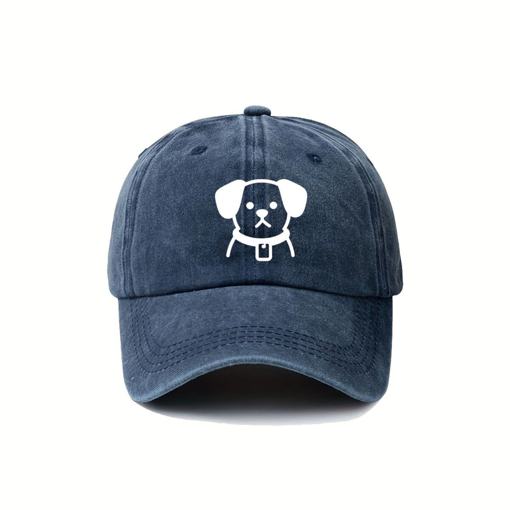 Funny Dog Dog Collar with American Retro Washed Distressed Printed Baseball Cap for Men And Women, Suitable for Spring And Autumn, Outdoor Sun Hat, Personalized Trendy Hip-Hop Duckbill Cap