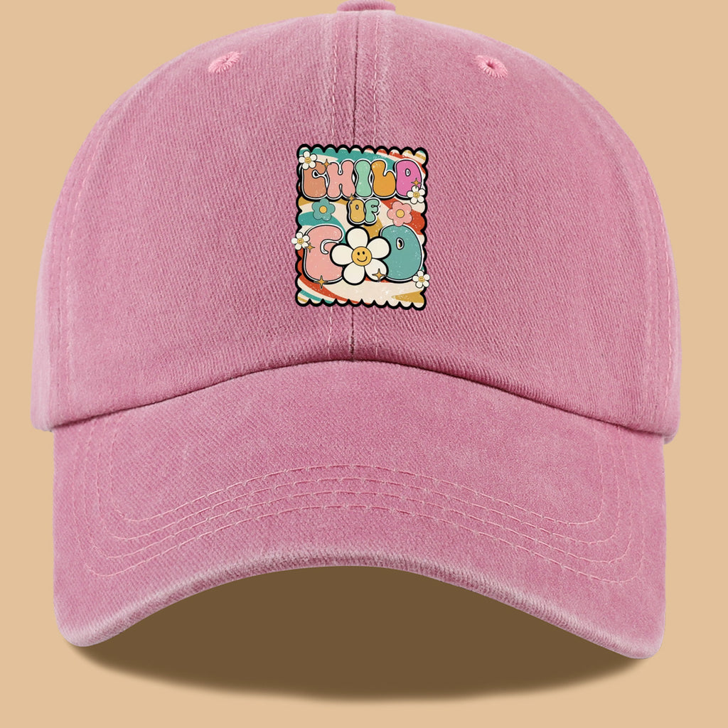 1pc "CHILD OF GOD" Vintage Fun Floral Print Baseball Cap, Comfortable and Breathable Sun Hat, Stylish, Colorful, and Beautiful, Unisex Adjustable Baseball Cap, Casual Street Fashion Hat, Outdoor Sun Hat for Sunbathing, Suitable for Daily Outings