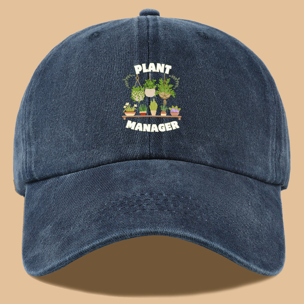1pc "PLANT MANAGER" Plant-Themed Printed Baseball Cap, Cute Greenery Pattern Sun Hat, Fashionable Fresh Aesthetic Unisex Cap, Adjustable Size Gardening Enthusiast Essential Hat, Office Desktop Plant Lover Hat, Suitable for Outdoor Gardening