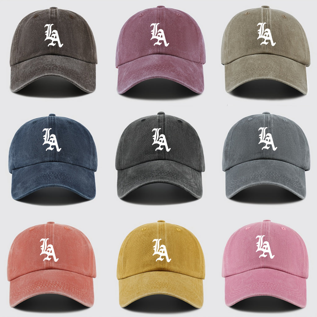"LA" Printed Baseball Cap Dad Hat, Street Style Golf Cap Mom And Dad Matching, Breathable Comfortable Unisex Design, Workwear Style Trucker Hat, Urban Series Hat Suitable for Parties, Driving, Hip-Hop, Skateboarding, Cycling, Sports, Fitness