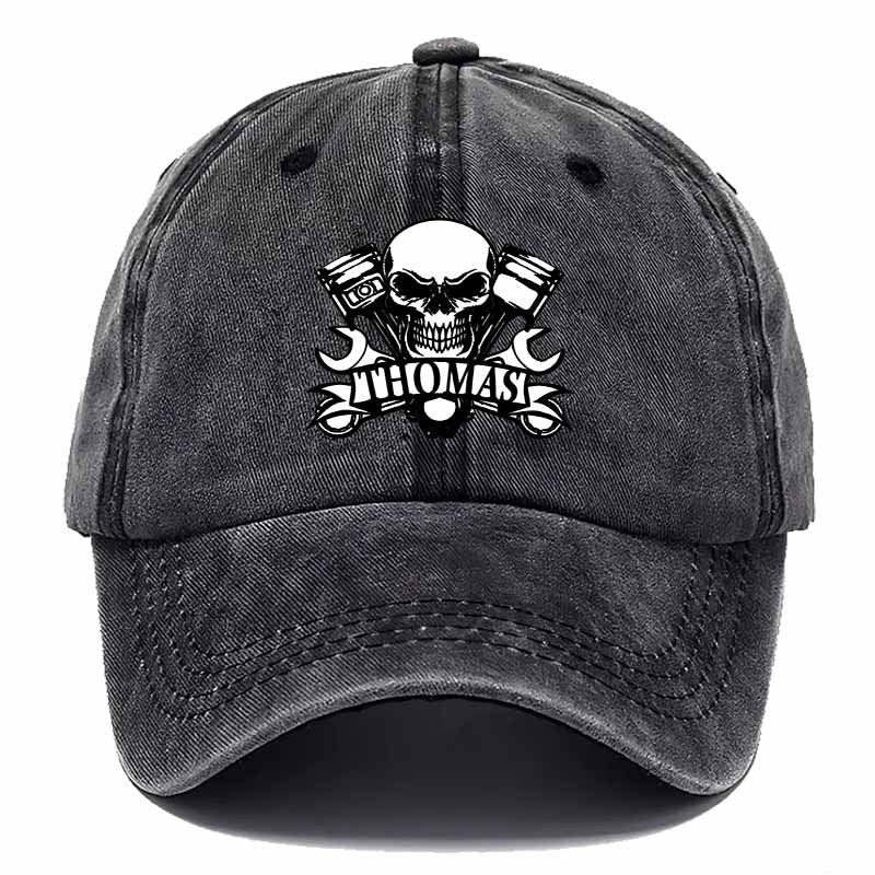 Industrial-Style Skull Baseball Cap Featuring A Skull Wrench Design Tough Guy Aesthetic, Outdoor Adventure, Motorcycle Repair