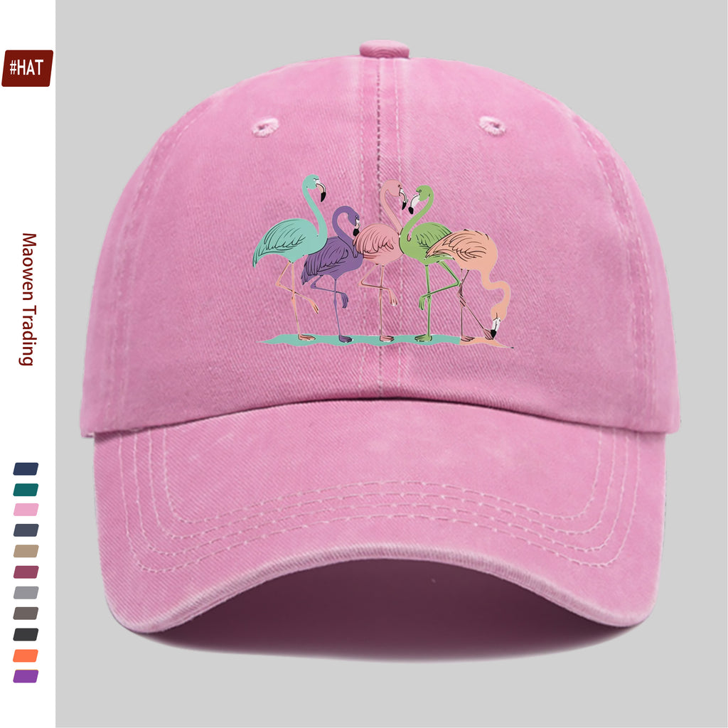 1 Colorful Flamingo Print Baseball Cap, a Travel and Leisure Style Sun Hat, Comfortable and Lightweight, Available in Multiple Colors, a Pet Hat with an Adjustable Drawstring, an American Street-style Skateboard Cap, Vintage Accessory, an Exquisite