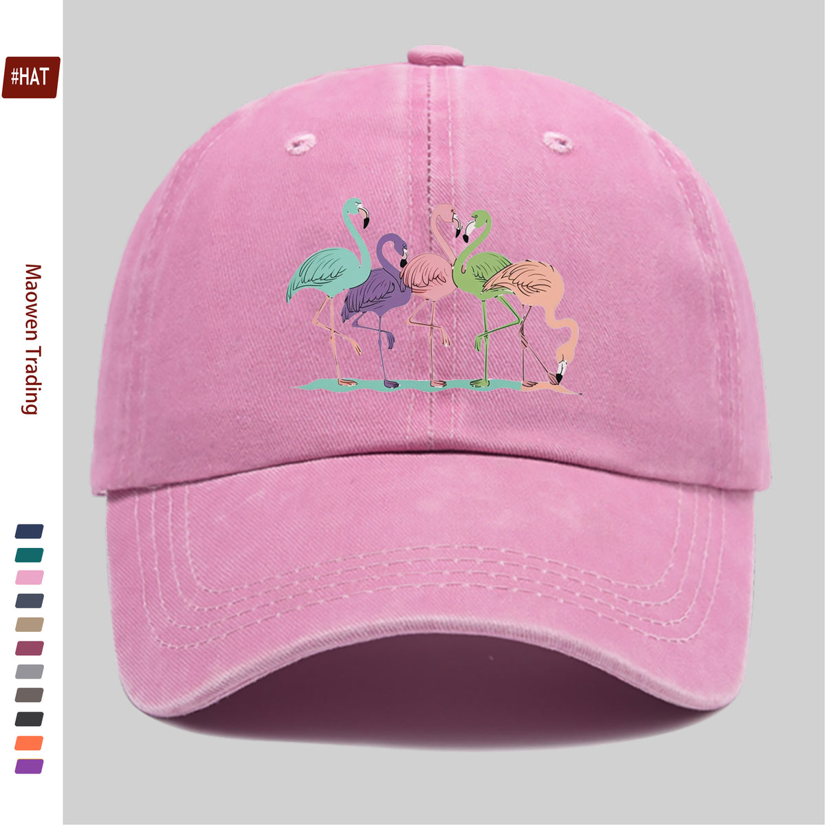 1 Colorful Flamingo Print Baseball Cap, a Travel and Leisure Style Sun Hat, Comfortable and Lightweight, Available in Multiple Colors, a Pet Hat with an Adjustable Drawstring, an American Street-style Skateboard Cap, Vintage Accessory, an Exquisite