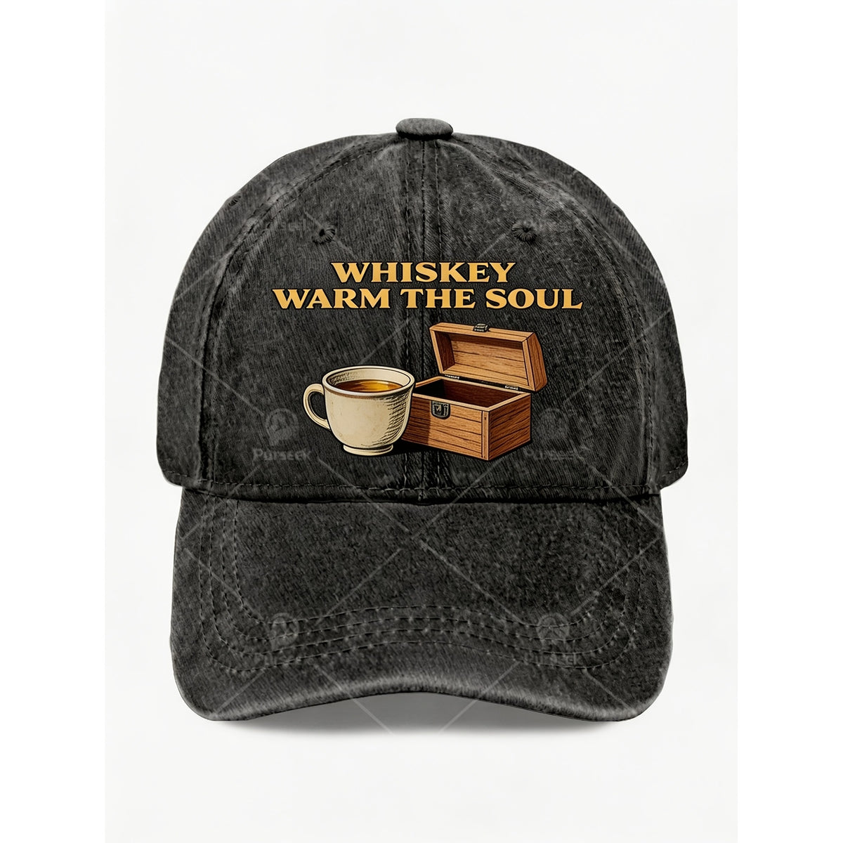 Men' & Women' Vintage Whiskey Themed Baseball Cap - Distressed Retro Hat with Whiskey Print, Machine Washable Adjustable Pull String Closure, Casual Streetwear Gift Suitable for Parties, Gifts, Casual Attire