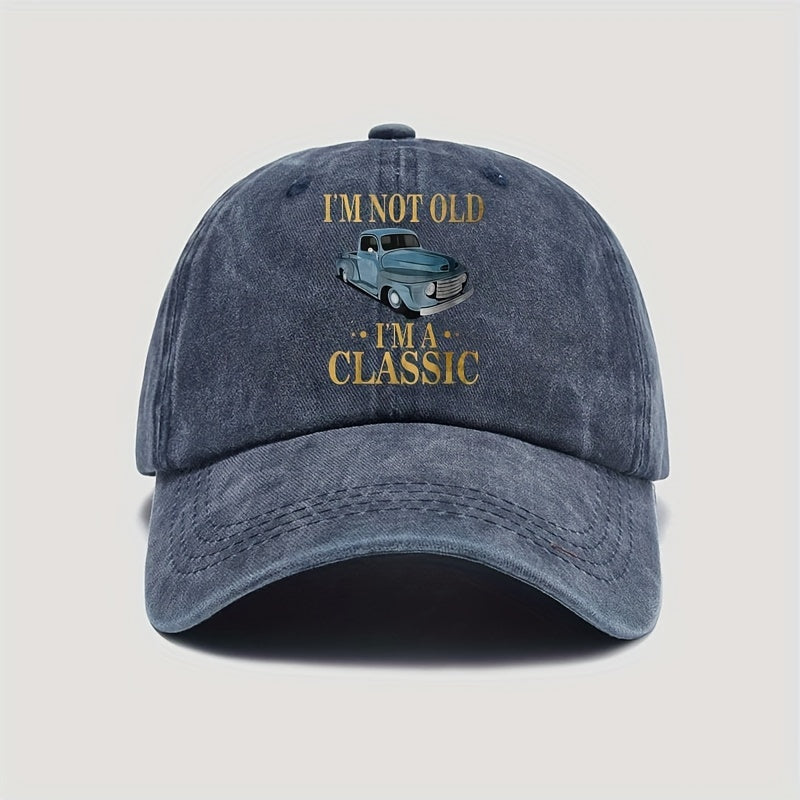 [I'M Not Old] Floral Men'S Washed Baseball Cap, Vintage Style Fashion Adjustable Outdoor Casual Sports Hat