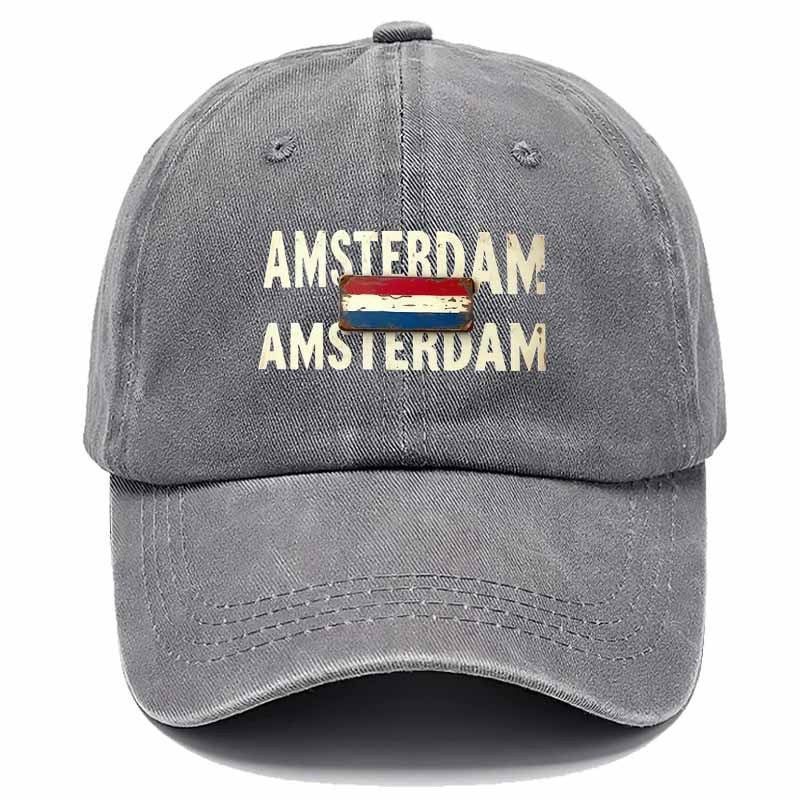 Trendy Artistic Baseball Cap with The Word 'AMSTERDAM', a Must-Have for Travel