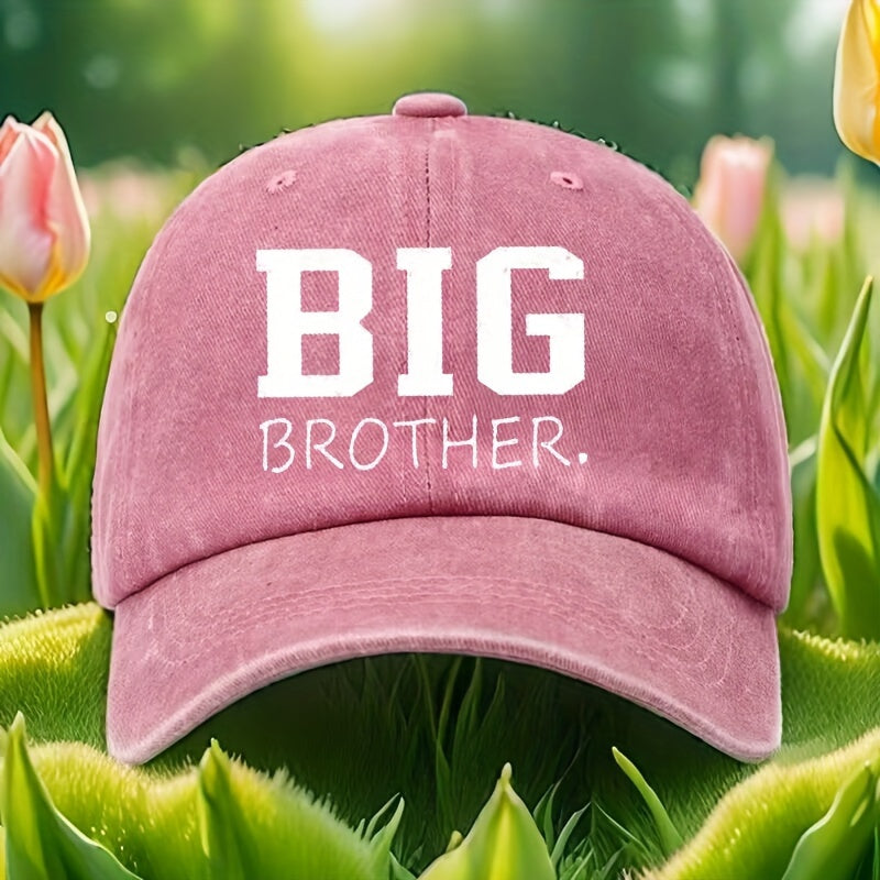 BIG BROTHER 棒球帽 - 深红色帽子带醒目白色字母，可调节绑带，轻便透气防晒 - 男女通用运动帽，适合日常、运动、礼物（可机洗）- 生日、母亲节、亡灵节理想选择 - BIG BROTHER 字样设计