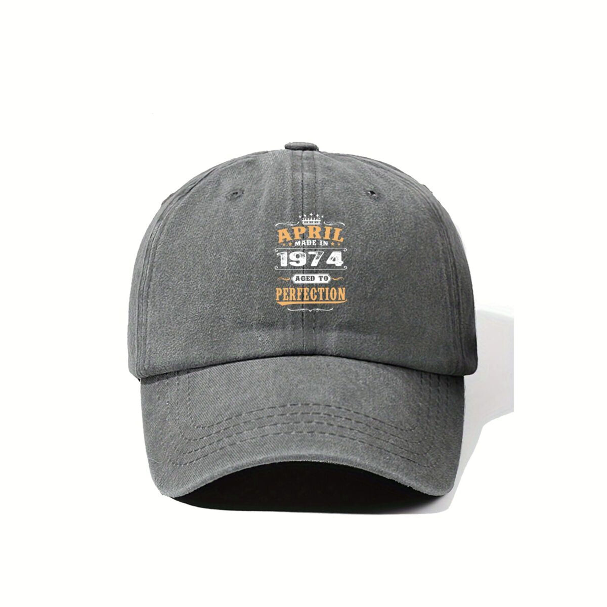 April 1974 Vintage Washed Distressed Duckbill Cap - Adjustable Unisex Baseball & Golf Hat Suitable for Outdoor, Lightweight Breathable Retro with Duckbill Bill, Machine Washable for, Casual Wear, Nostalgic Gift
