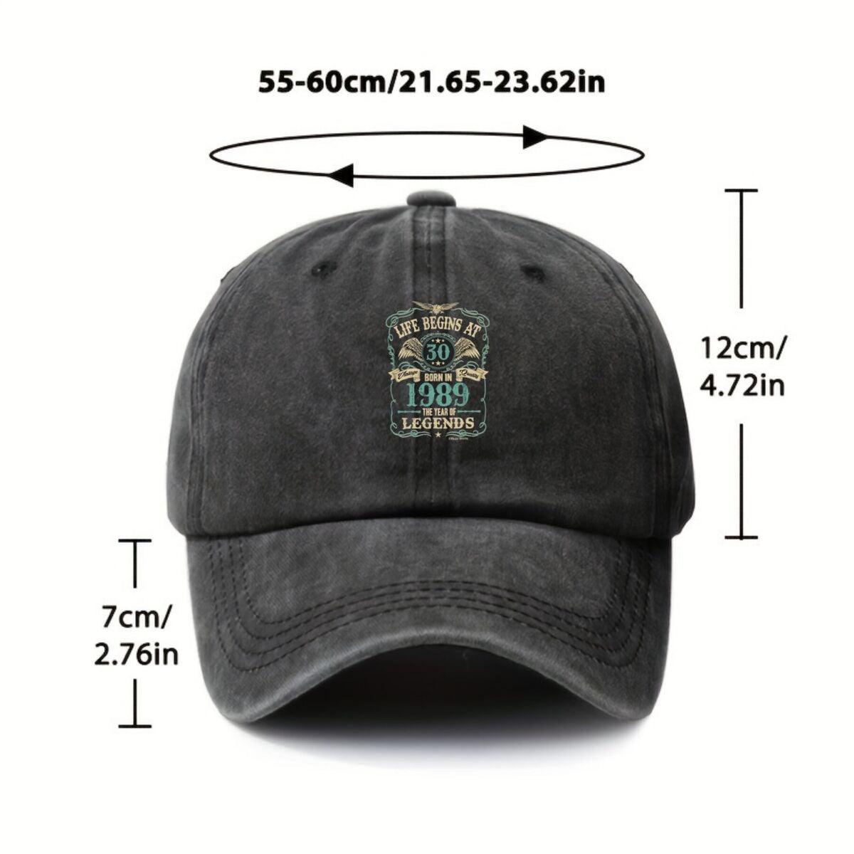 Life Begins at 30 1989 The Year of Legends Design with a Colorful Pattern Easy Unisex Printed Baseball Cap, Breathable, Universal, Sun, with Buckle, Suitable for Spring And Summer Golf And Sun