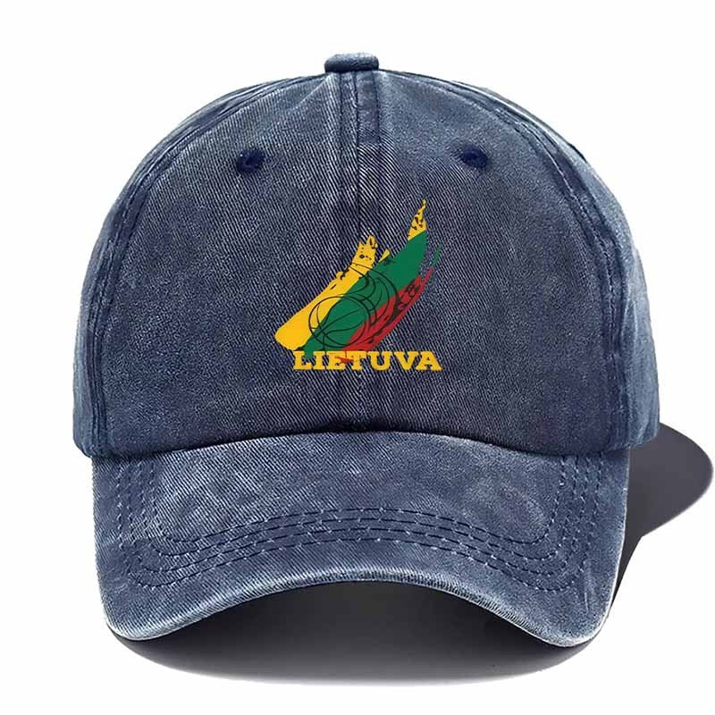 Unisex Washable Baseball Cap with LIETUVA Lettering & Flame Football Design - Machine-Washable Adjustable Cap Suitable for Sports, Casual Wear, Football Fans,  Lithuanian Pride Design, Pull String Closure for Lifestyles