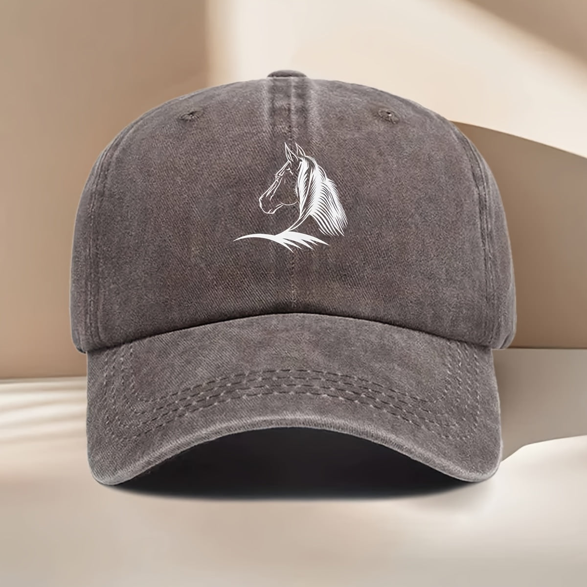 White Horse Line Drawing Print Baseball Cap, Fashionable, Easy, Lightweight, Durable, Unisex, Suitable for All Seasons, Hip-Hop Cap, Suitable for Vacation Travel, Playing And Checking In, Daily Outings, Outdoor Sports And Other Occasions