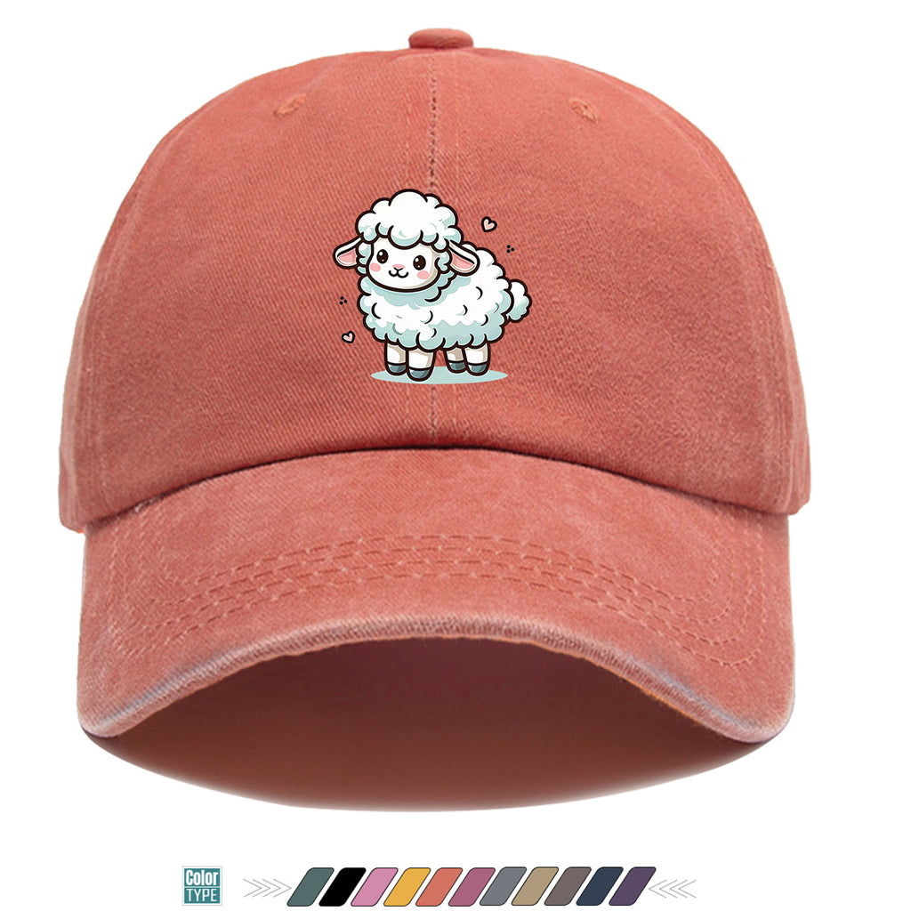 1pc Cute Cartoon Sheep Print Baseball Cap, Soft Breathable Sun Hat, Adorable Healing Style Fashion Hat, Unisex Adjustable Duckbill Cap, Casual Outing Hat, Girly Bestie Hat, Suitable for Picnics, Shopping, Strolling, Travel