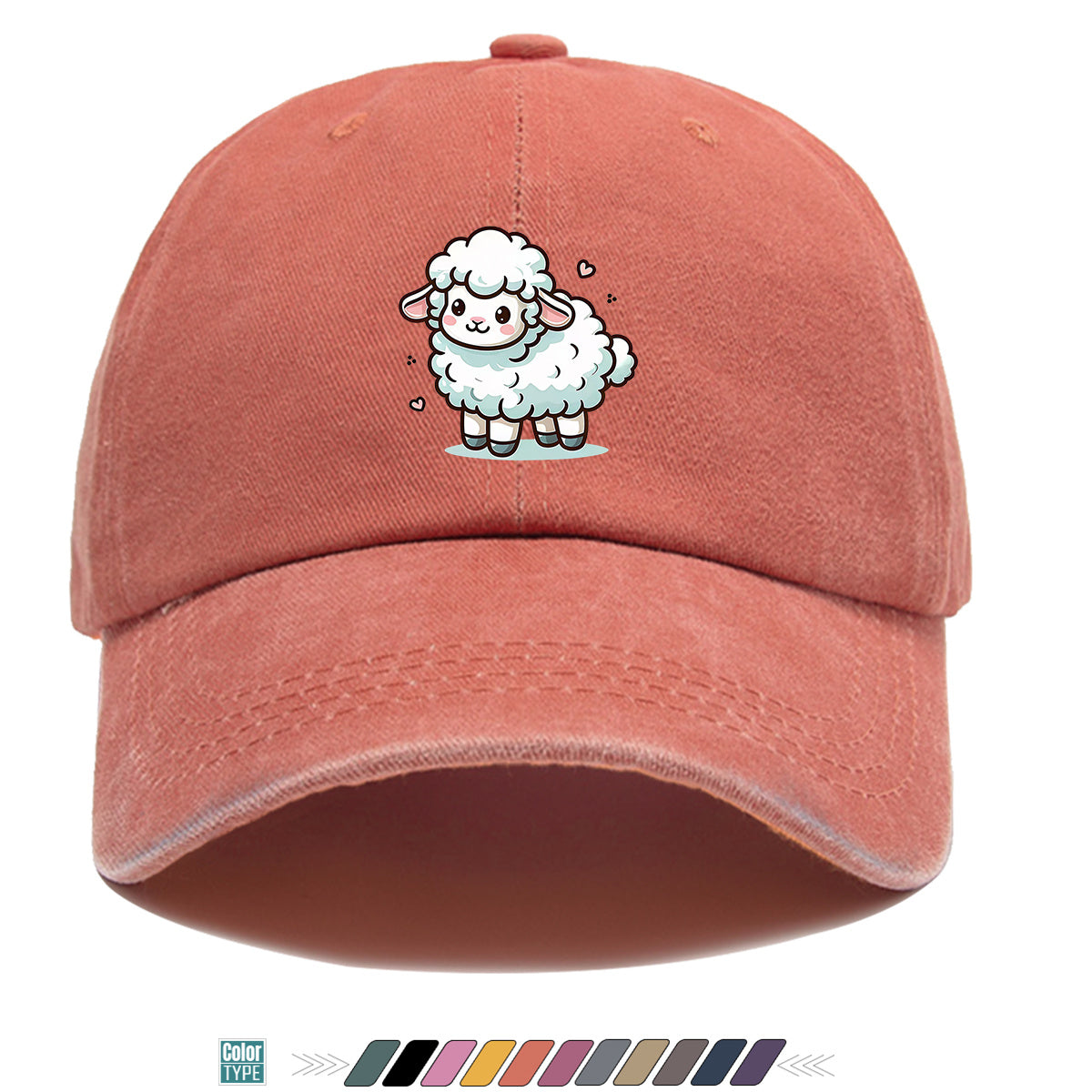 1pc Cute Cartoon Sheep Print Baseball Cap, Soft Breathable Sun Hat, Adorable Healing Style Fashion Hat, Unisex Adjustable Duckbill Cap, Casual Outing Hat, Girly Bestie Hat, Suitable for Picnics, Shopping, Strolling, Travel