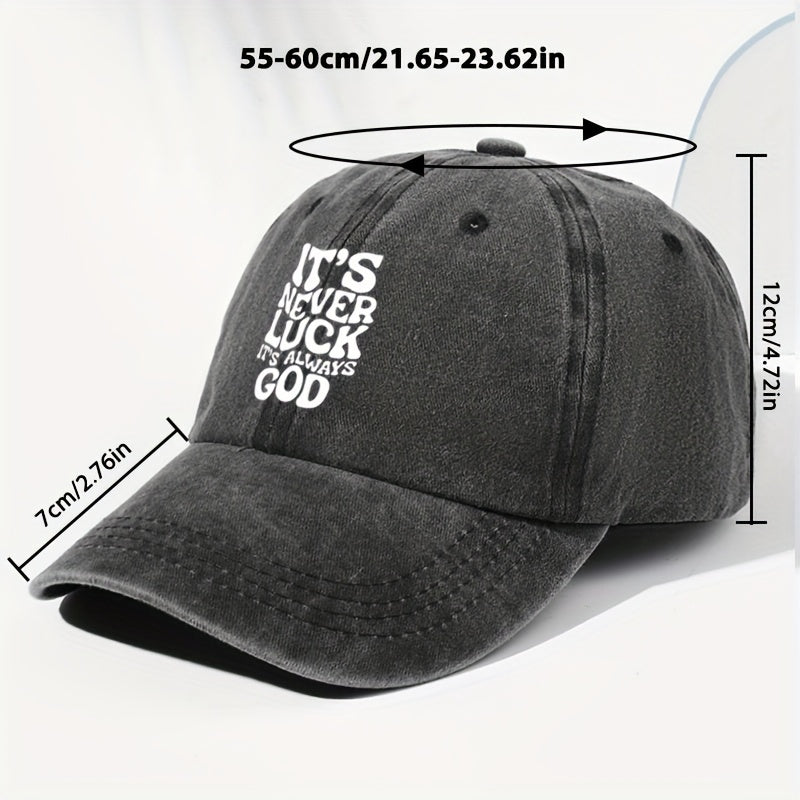 Unisex IT'S NEVER Printed Washed Vintage Baseball Cap Fashion Outdoor Hat Adjustable Brim Trucker Cap Suitable for All Seasons Daily Wear