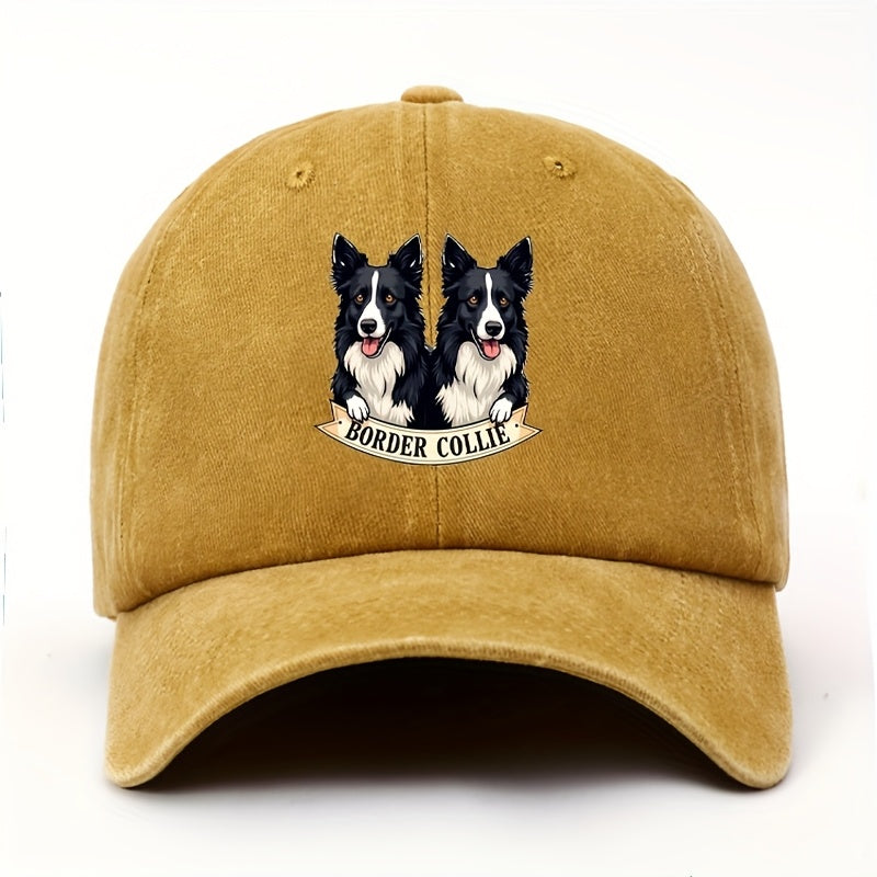 Cute Border Collie Pattern Adjustable Baseball Cap | Lightweight, Comfortable, Snapback, Wide Color Selection, Perfect Gift for Dog Lovers