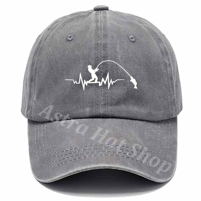Outdoor Casual Baseball Cap with Angler's ECG Pattern, Suitable for Fishing Enthusiasts.