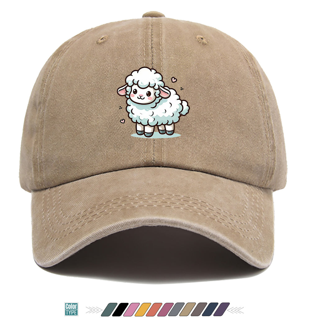 1pc Cute Cartoon Sheep Print Baseball Cap, Soft Breathable Sun Hat, Adorable Healing Style Fashion Hat, Unisex Adjustable Duckbill Cap, Casual Outing Hat, Girly Bestie Hat, Suitable for Picnics, Shopping, Strolling, Travel