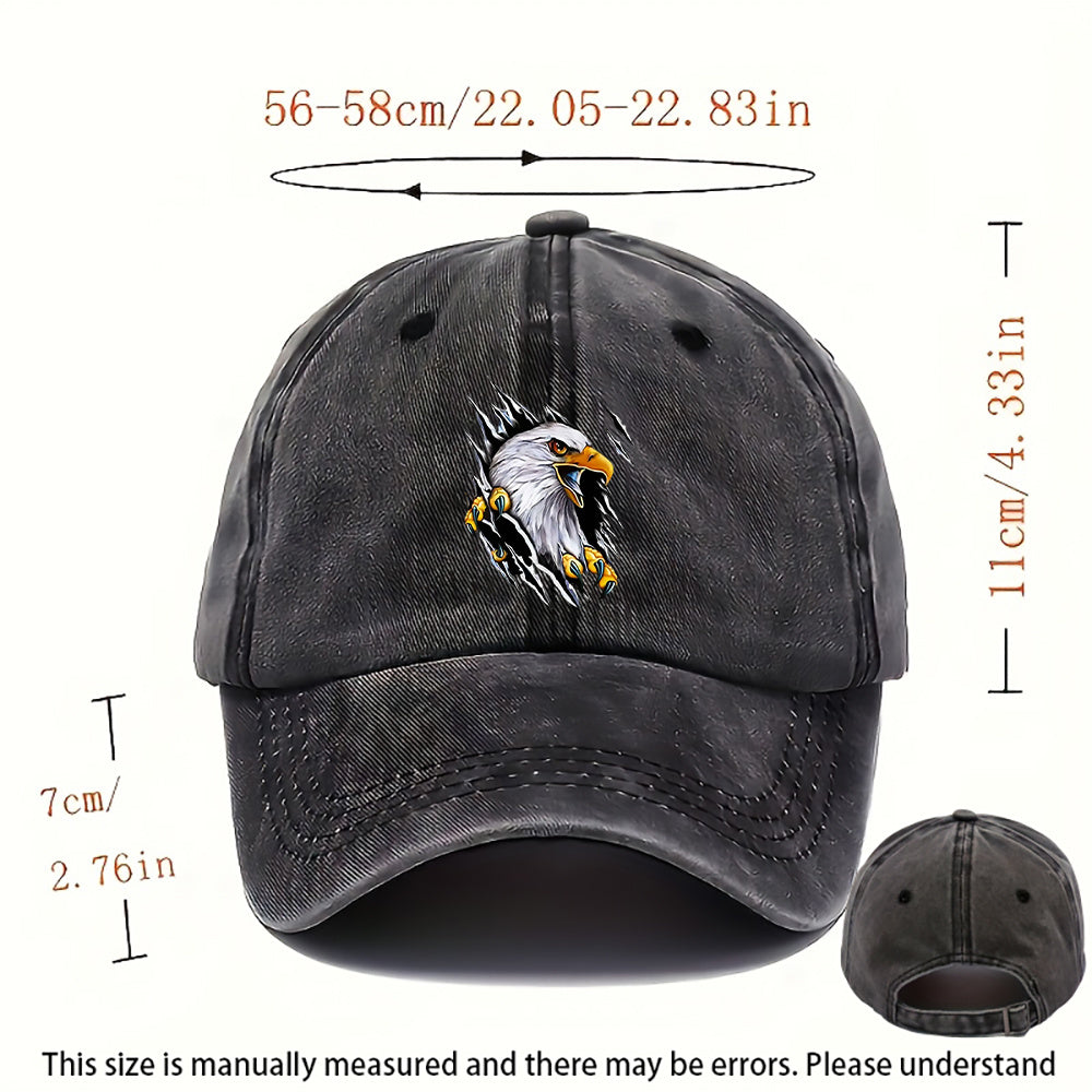 1pc Eagle Print Baseball Cap | Breathable Curved Brim, Adjustable Size, Lightweight And Durable, Unisex, Ideal For Outdoor Activities, Beach And Casual Wear, Available In Multiple Colors
