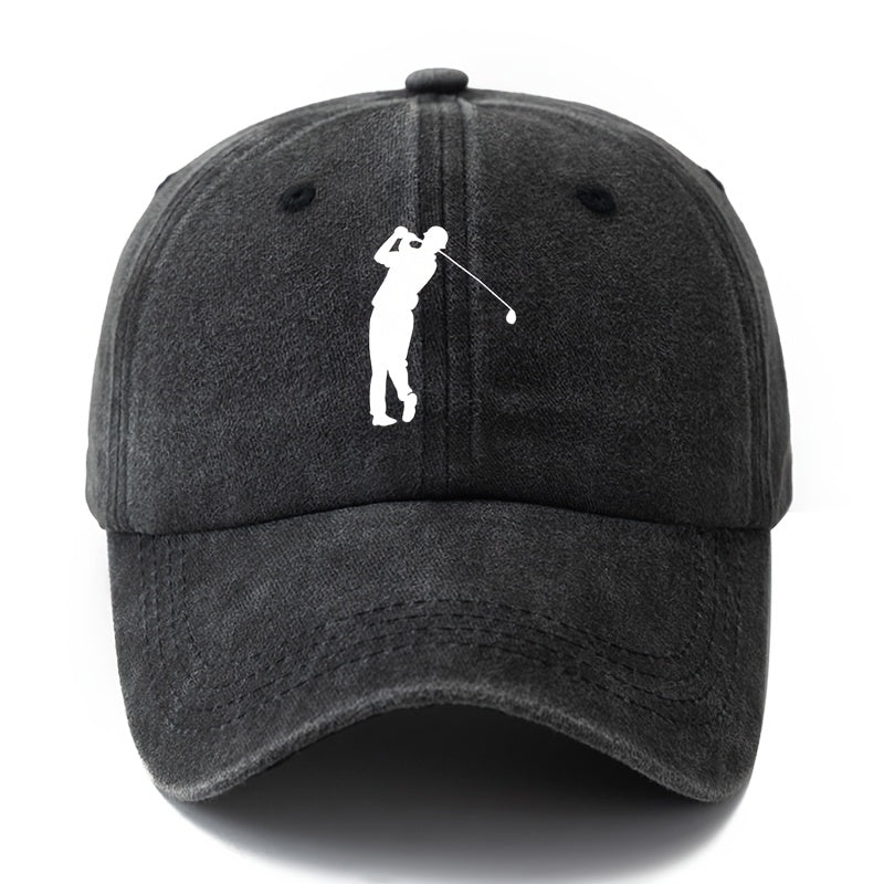 A Unisex Fashionable and Versatile Printed Golf Swing Baseball Cap, Classic Vintage Washed Outdoor Lightweight Curved-brim Hat, Trucker Baseball Cap, Suitable for Outdoor Vacations, Travel, Camping, and Other Casual Occasions, Holiday Party Hip-hop