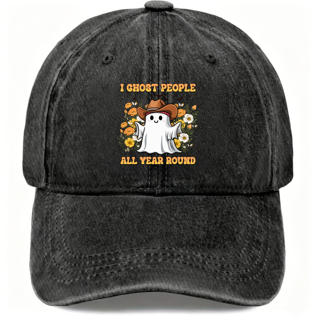 Halloween Retro Washed Cap for Men And Women, Cute Ghost Trendy Cap, Adjustable Casual Street Fashion Baseball Cap