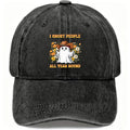 Halloween Retro Washed Cap for Men And Women, Cute Ghost Trendy Cap, Adjustable Casual Street Fashion Baseball Cap