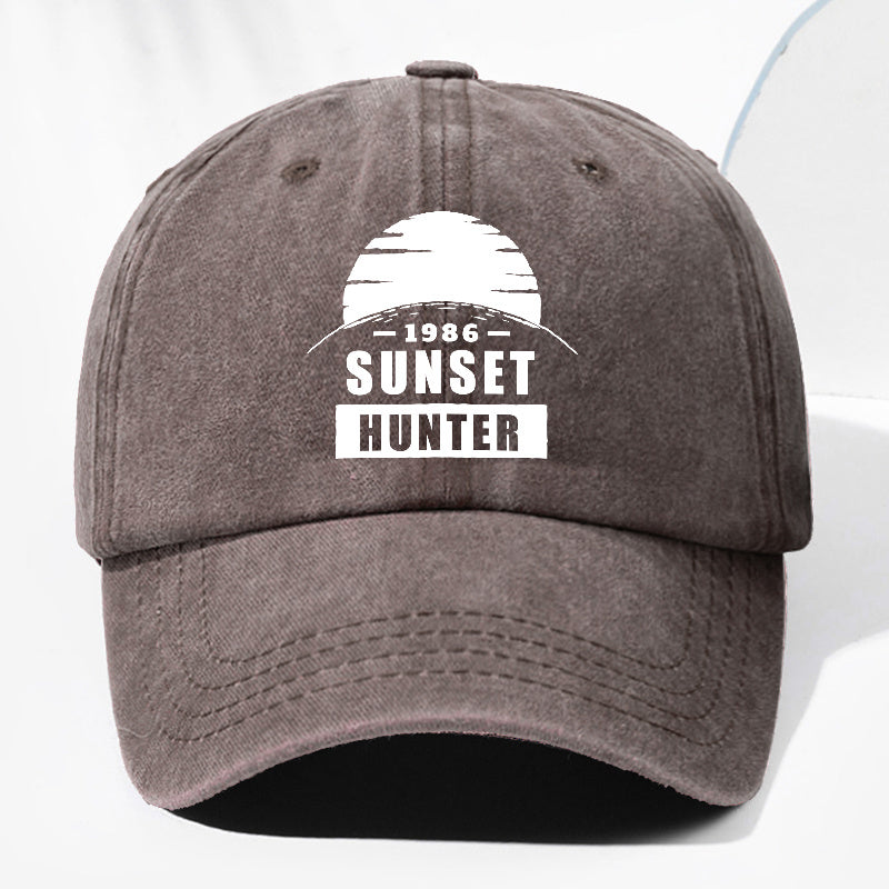 Unisex Sunset SUN SET Printed Washed Vintage Baseball Cap Fashion Men Women Sun Hat Outdoor Cap Adjustable Size Trucker Hat Suitable for All Seasons Daily Wear