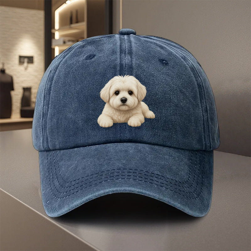 1pc Adjustable Baseball Cap with Cute Fluffy White Poodle - Lightweight Polyester Snapback Hat, All-Season Outdoor Sports, Pet Lover Gift for Men, Women, Dog Owners - Casual Sun Hat for Golf, Camping, Casual Attire - Beige/Black/Gray/Blue/Red/White/ Brown