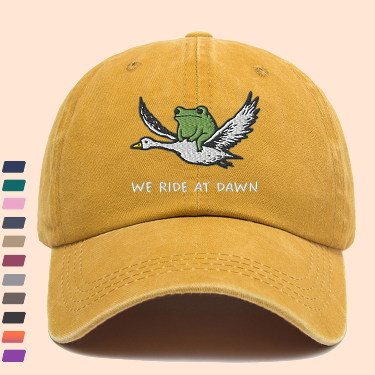 1pc Frog Riding a Goose Printed Flat Print Baseball Cap, Slimming When Worn. Stylish and Unique, Adjustable Size, Suitable for Both Men and Women. Ideal for Outdoor Activities, Vacations, Parties, Cycling, Daily Outings, or as a Holiday Gift.